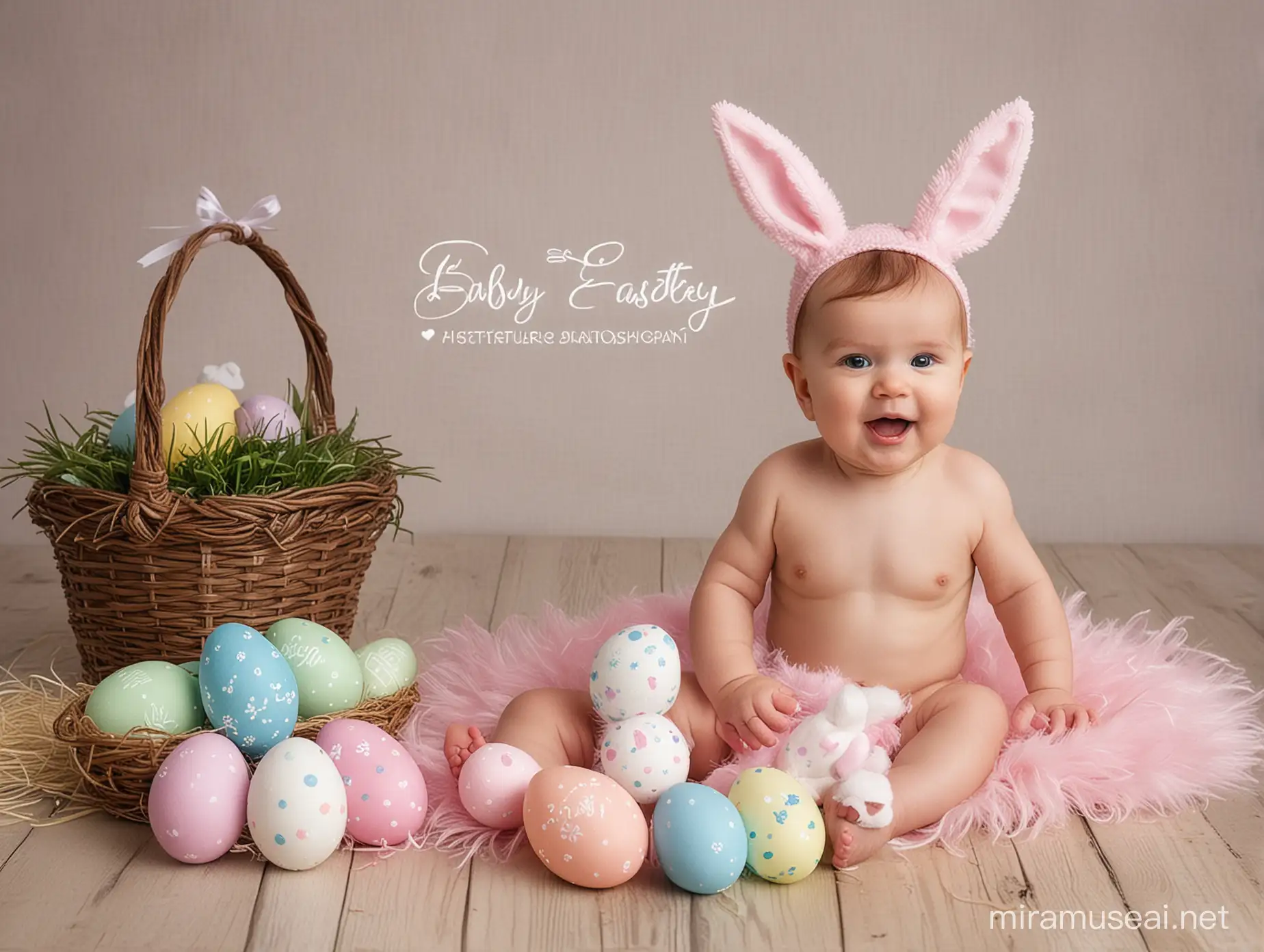 Adorable Babys First Easter Photo Shoot with Colorful Eggs and Bunny Ears