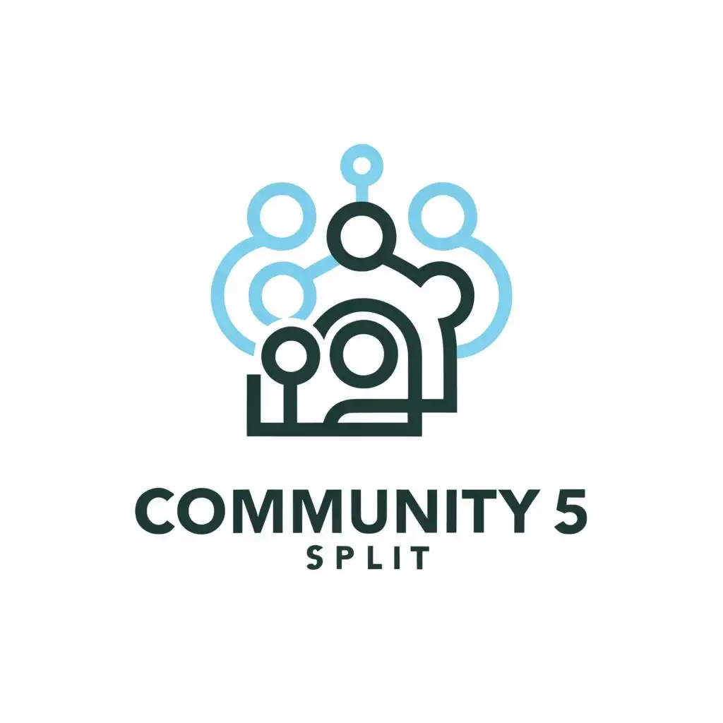 a logo design,with the text "Community 5 Split", main symbol:team working on database,Minimalistic,be used in Technology industry,clear background