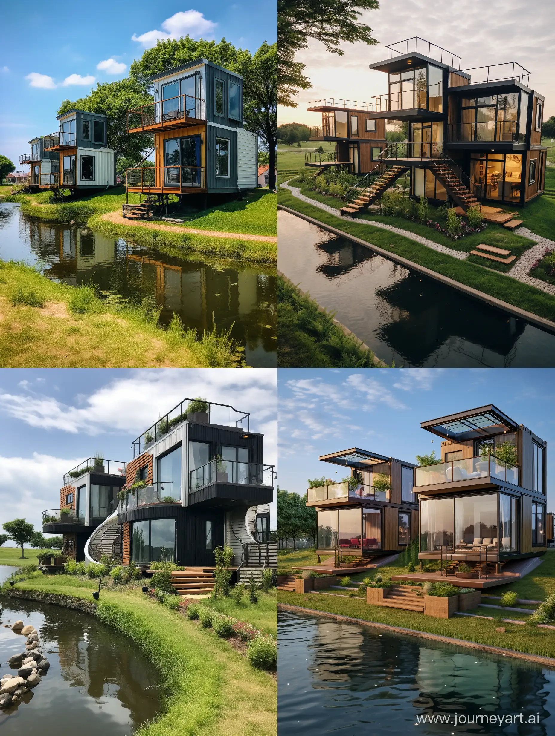 Charming-Countryside-Container-Homes-with-Pond-Views