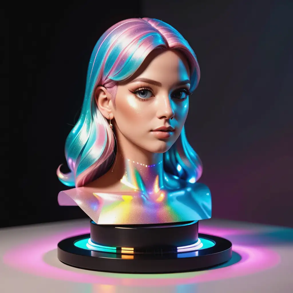 show me the transgender icon in 3d holographic metallic
