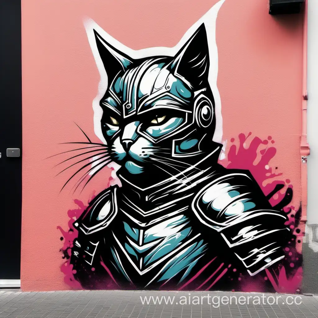 Colorful-Street-Art-Playful-Cat-Knight-in-3-Vibrant-Colors