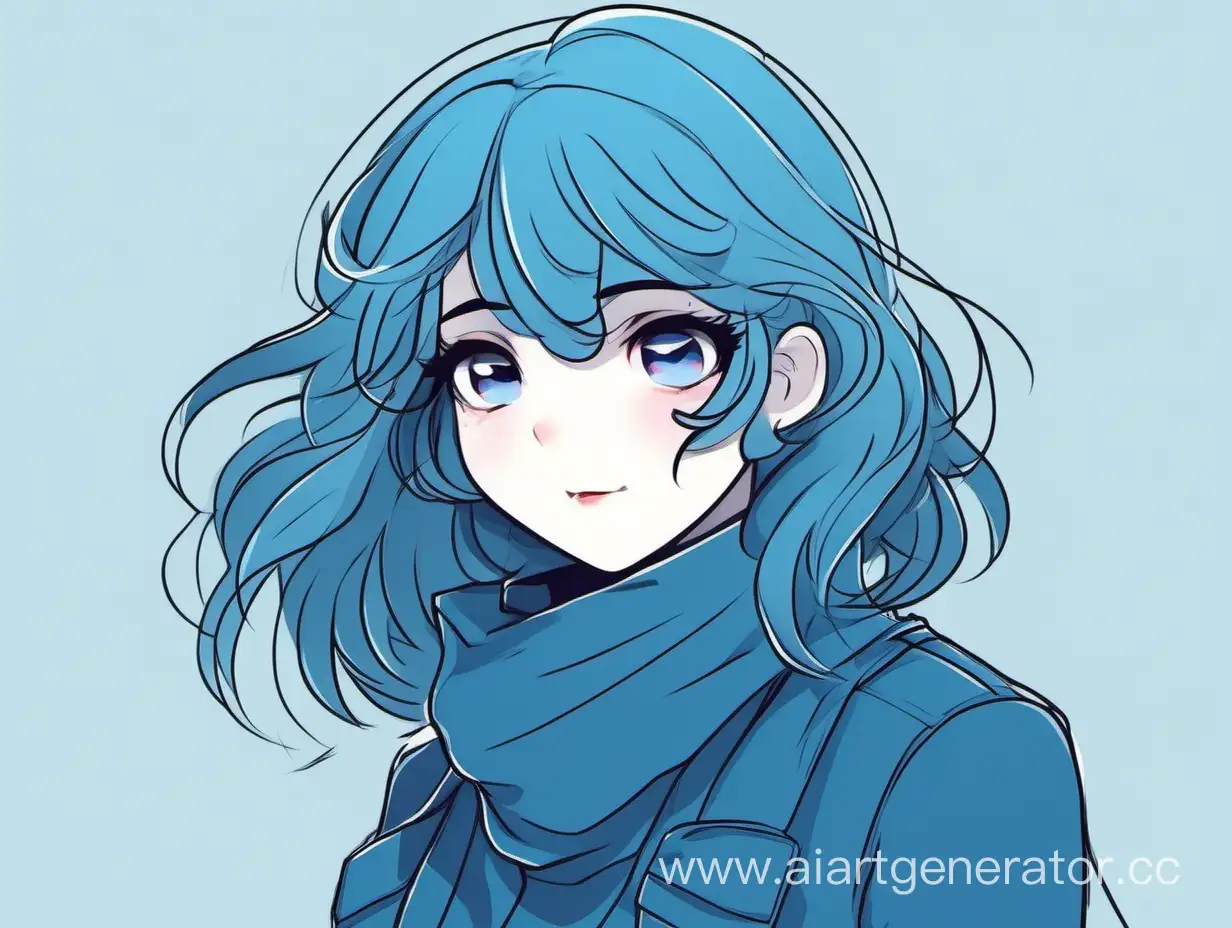 Artistic-Illustration-of-a-Charming-BlueHued-Girl