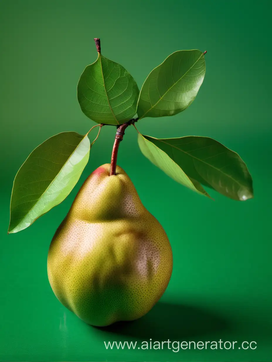 Fresh-Asian-Pear-with-Vibrant-Green-Leaves