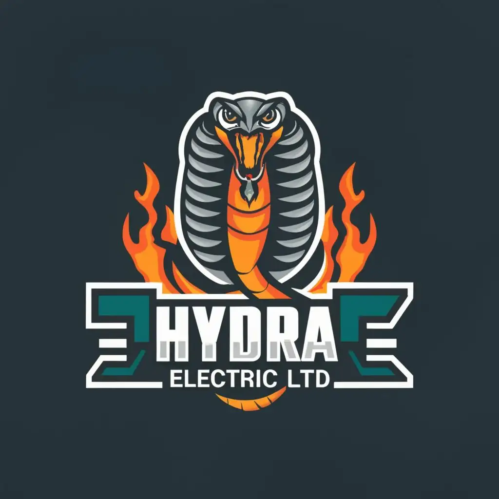 logo, Snake Cobra Head, with the text "Hydra Electric Ltd", typography, be used in Construction industry