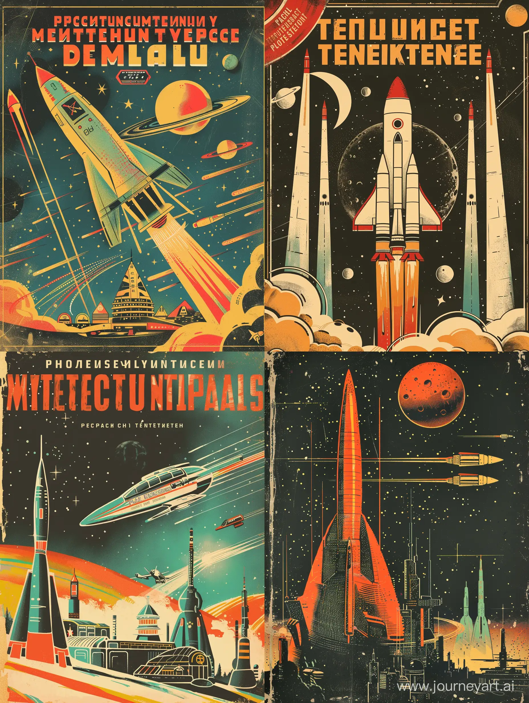 The cover of a serious book for students of space technology university on intergalactic travel . Soviet Union style. Sovietpunk. Retrofuturism.
