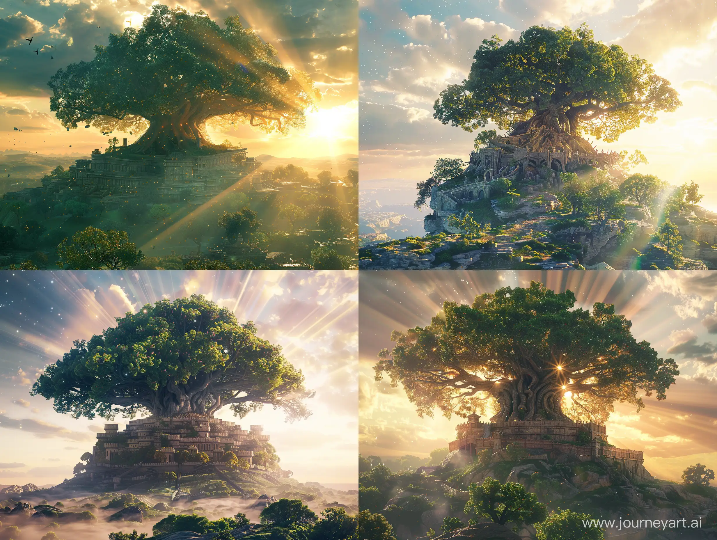 Fantasy-Fort-Around-World-Tree-Yggdrasil-in-Cosmic-Landscape