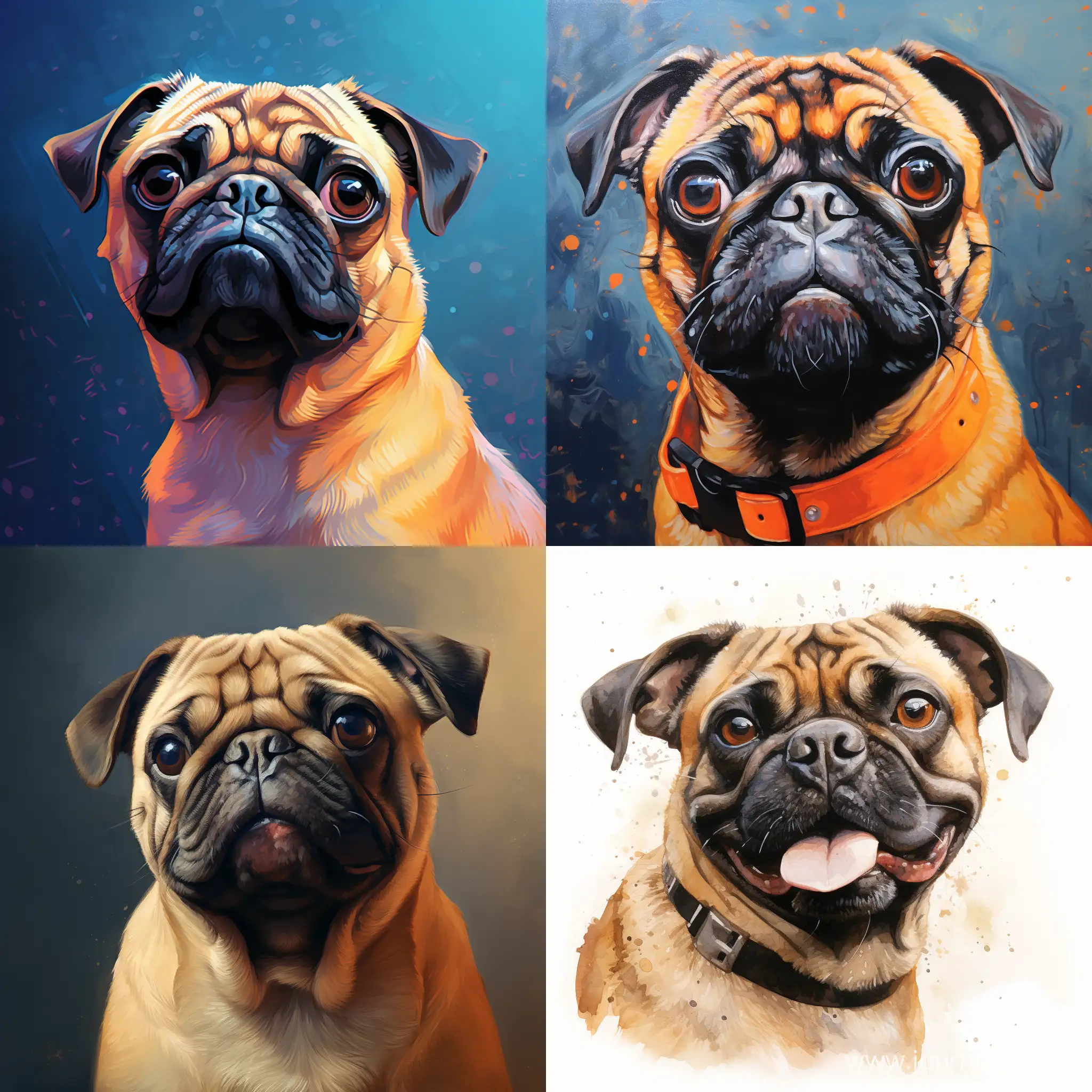 Adorable-Pug-Portrait-with-Artistic-Rendering