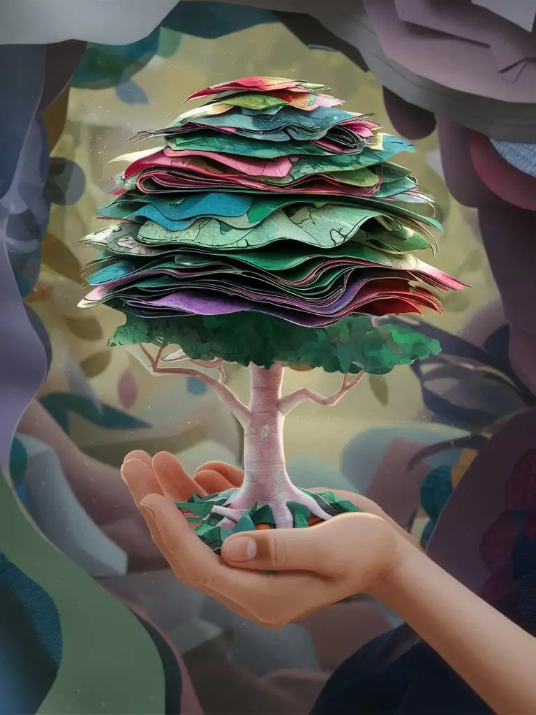 Hand-Holding-Paper-Tree-Creative-Concept-Art