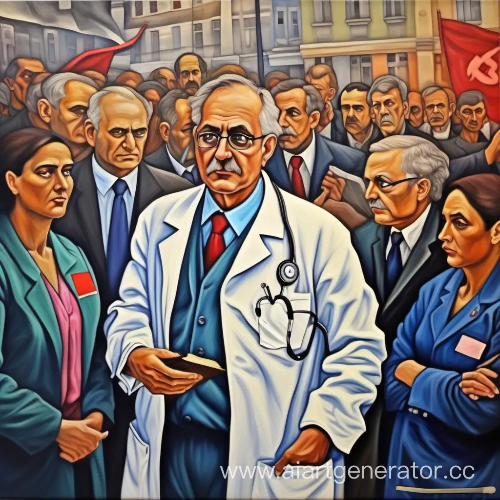 Cardiologist-Practicing-Socialist-Realism-Art-on-Canvas-with-Bold-Strokes