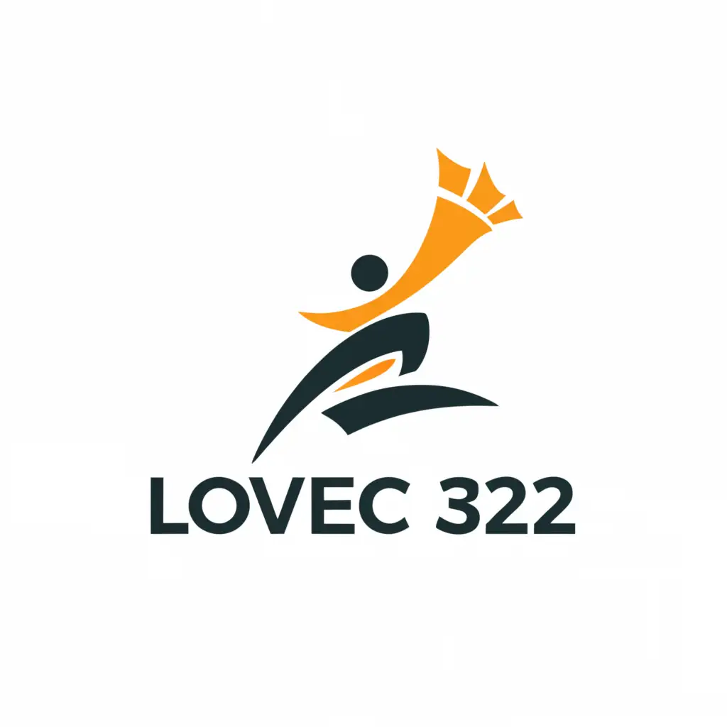 a logo design,with the text "LOVEC 322", main symbol:The guy in the jump catches the coupon flying away from him. A winner's smile is on his face, he is happy.,Moderate,be used in Finance industry,clear background