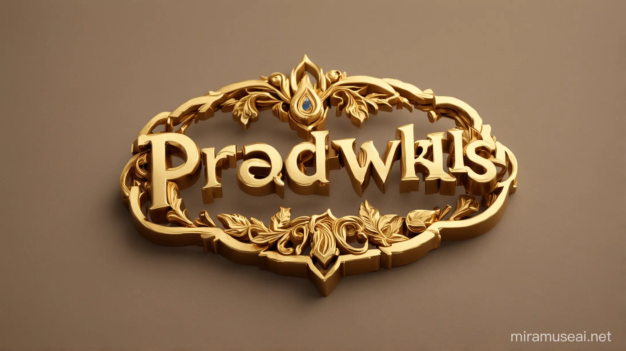 Elegant PradeepGoldWorks Jewelry Shop Logo with Luxurious Gold Background