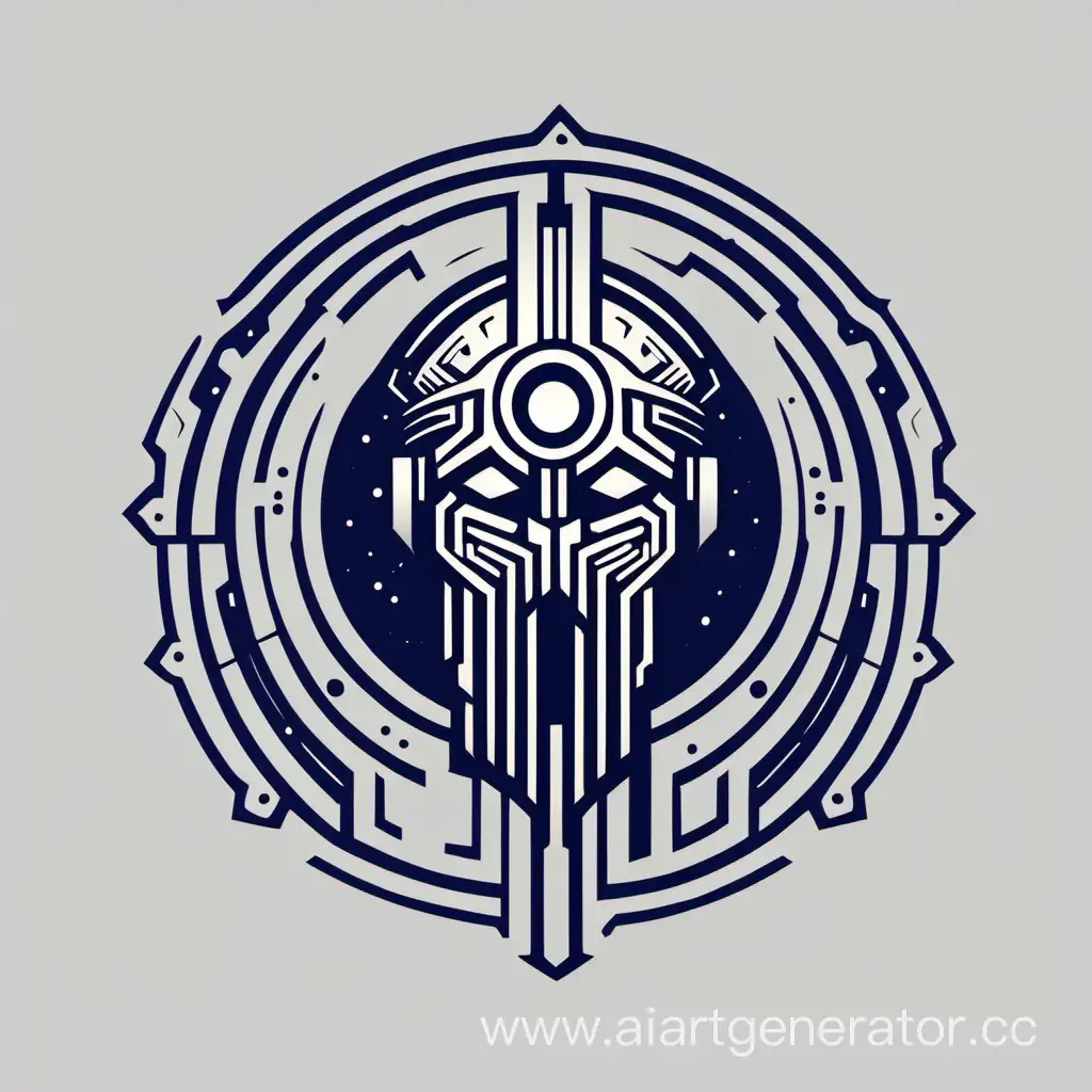 Cyberpunk minimalistic logo of AI group "Pantheon" stylized after roman gods