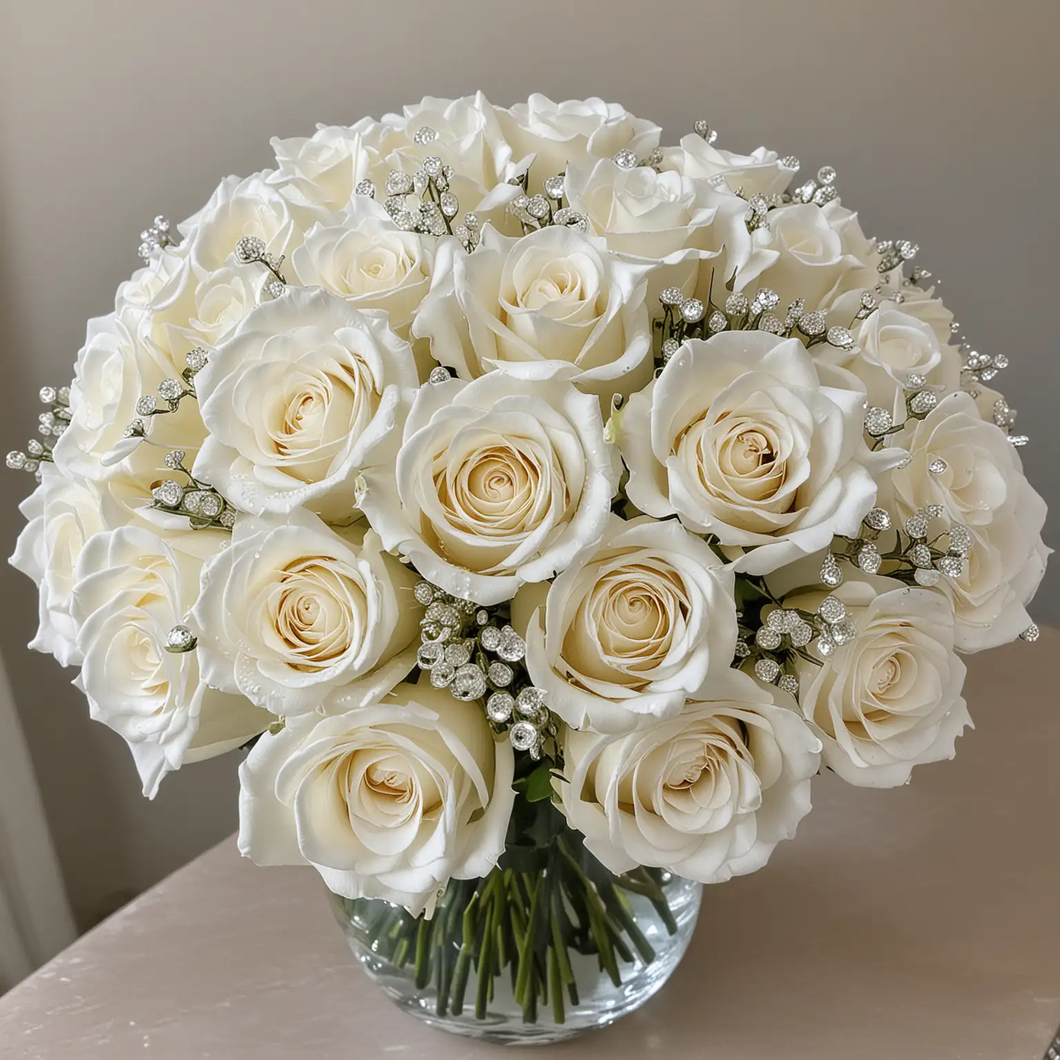 Glamorous White Roses with Glittering Petals