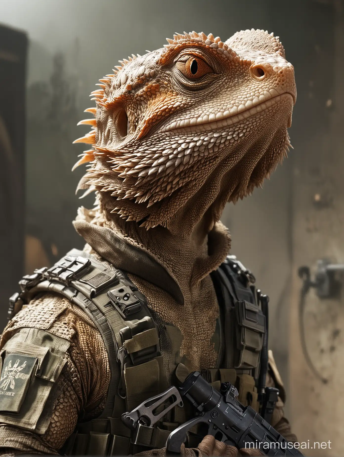 Bearded Dragon Playing Call of Duty Reptile Gamer Adventure