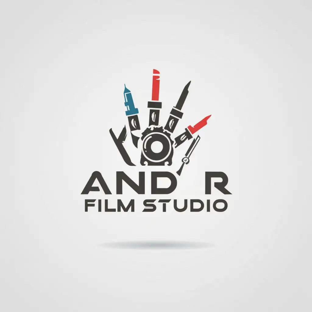 a logo design,with the text "ANDR Film Studio", main symbol:A robotic claw and knife,Moderate,clear background