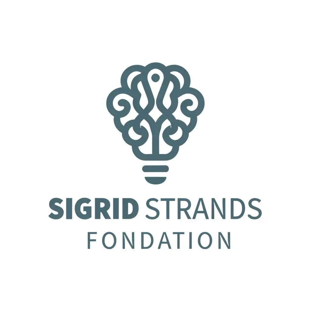 a logo design,with the text Sigrid Strands Foundation, main symbol: a lightbulb, a brain, s, Moderate,clear background
