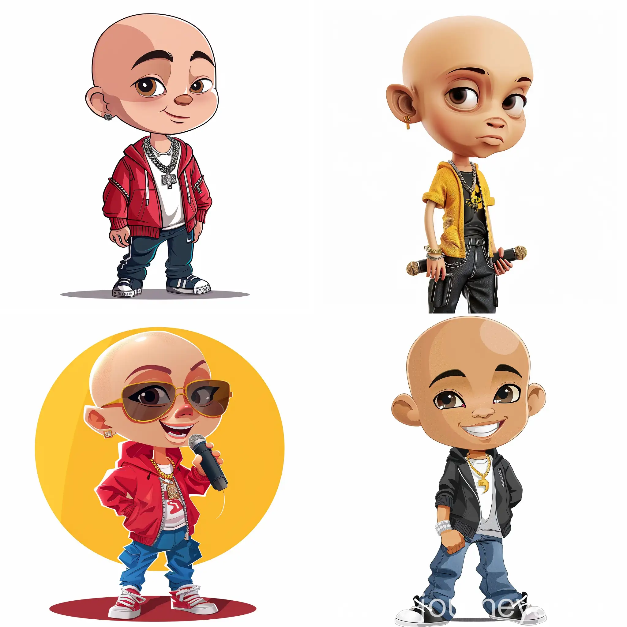 Bald-Rapper-Boy-Cartoon-Character-Performing-in-Vibrant-Attire