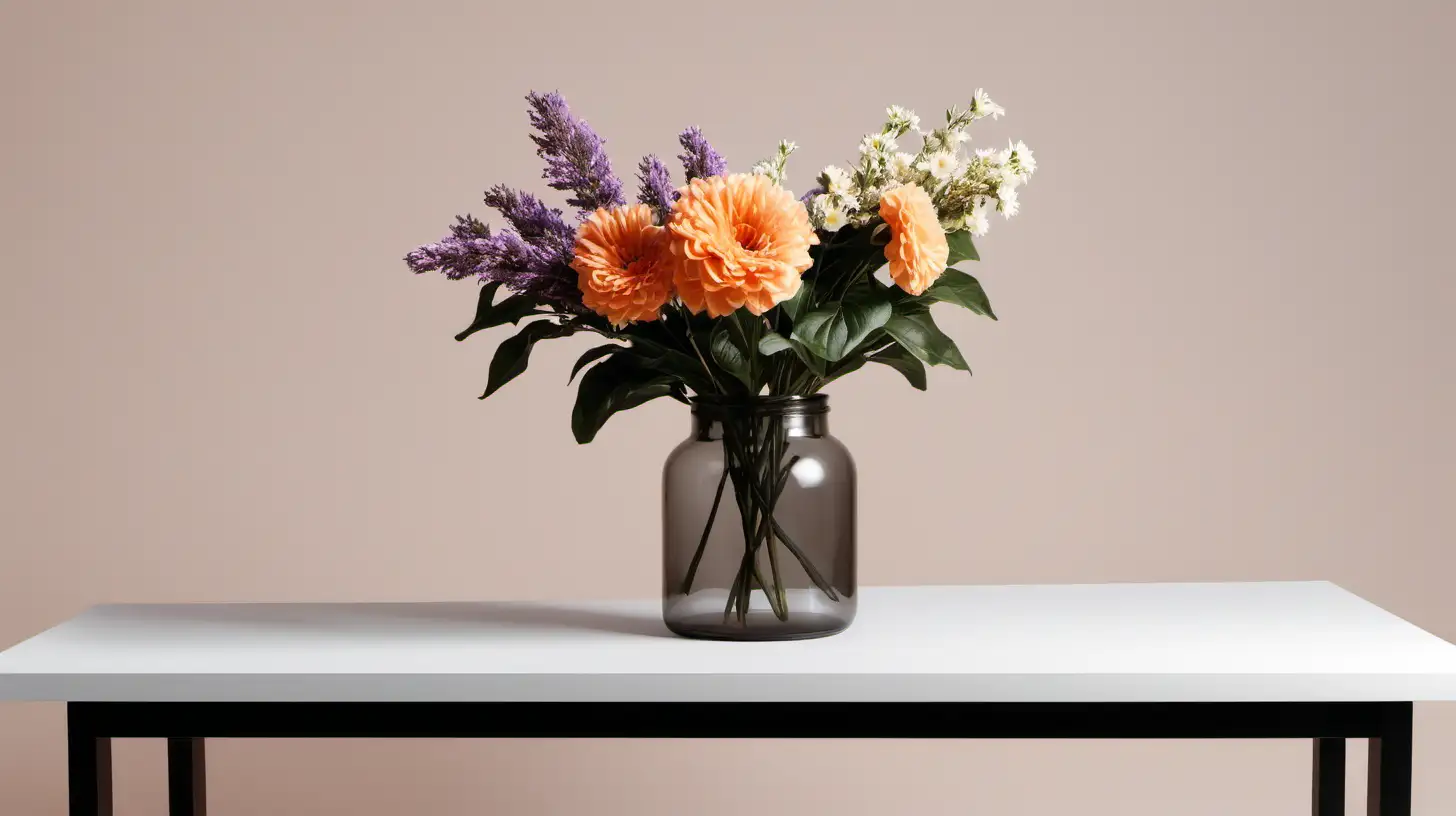 Elegant Table Setting with Vibrant Floral Arrangement Perfect for Product Display