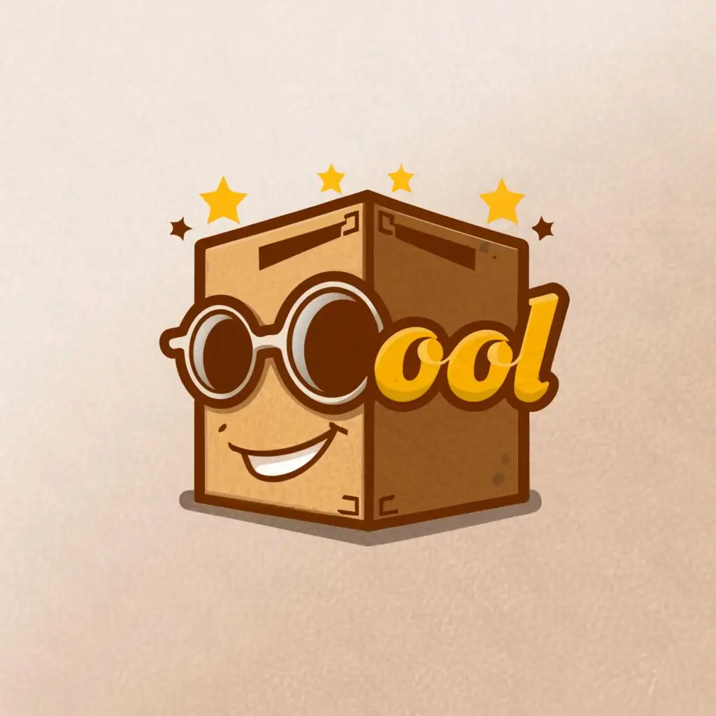 LOGO-Design-For-Cool-Stylish-Shipping-Box-with-Sunglasses-on-Cartoon-Stars-Background