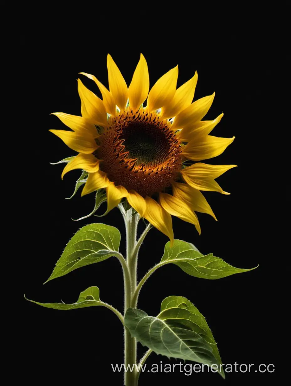 Vibrant-Sunflower-Blooming-on-Elegant-Black-Background