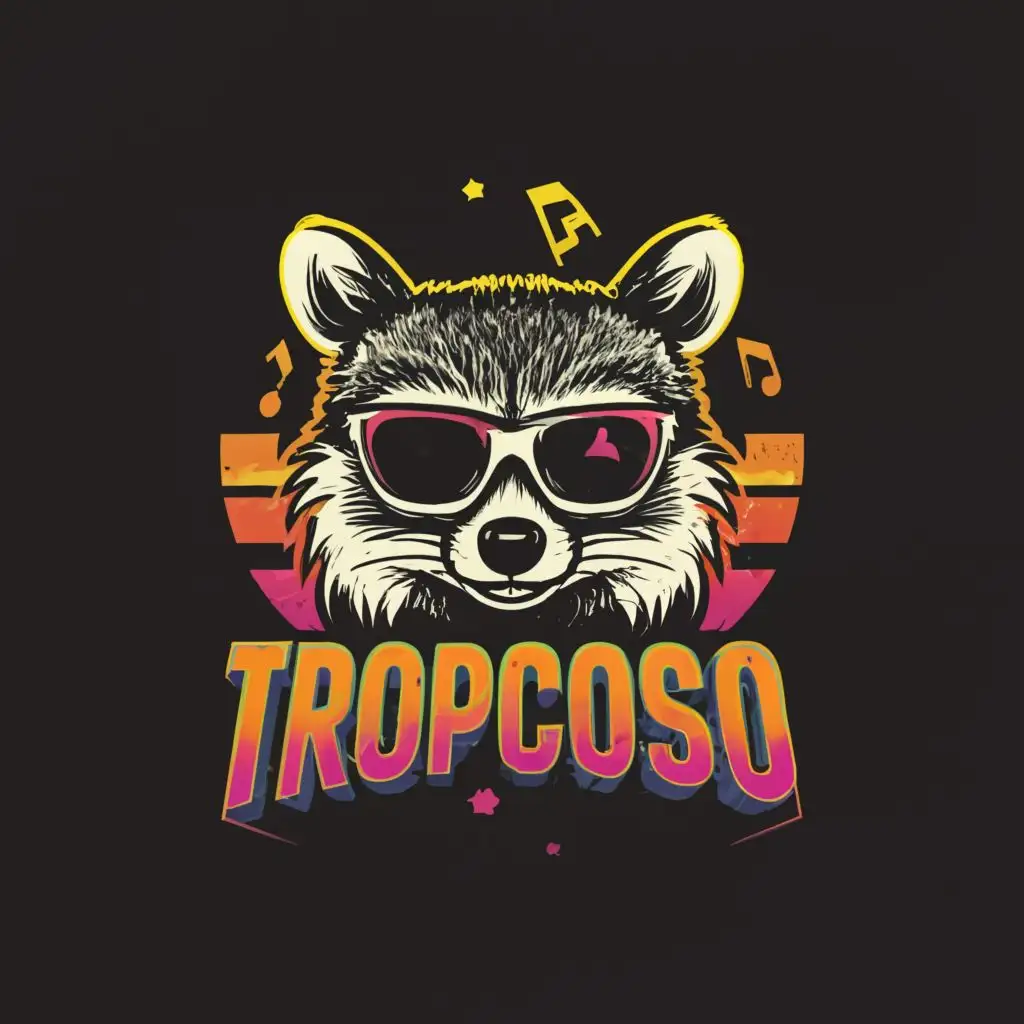 LOGO-Design-For-Tropicoso-Clever-Raccoon-with-Glasses-and-Musical-Vibe