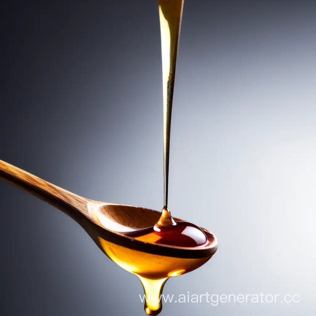 Mesmerizing-Syrup-Drip-from-Wooden-Spoon-Enchanting-Culinary-Moment