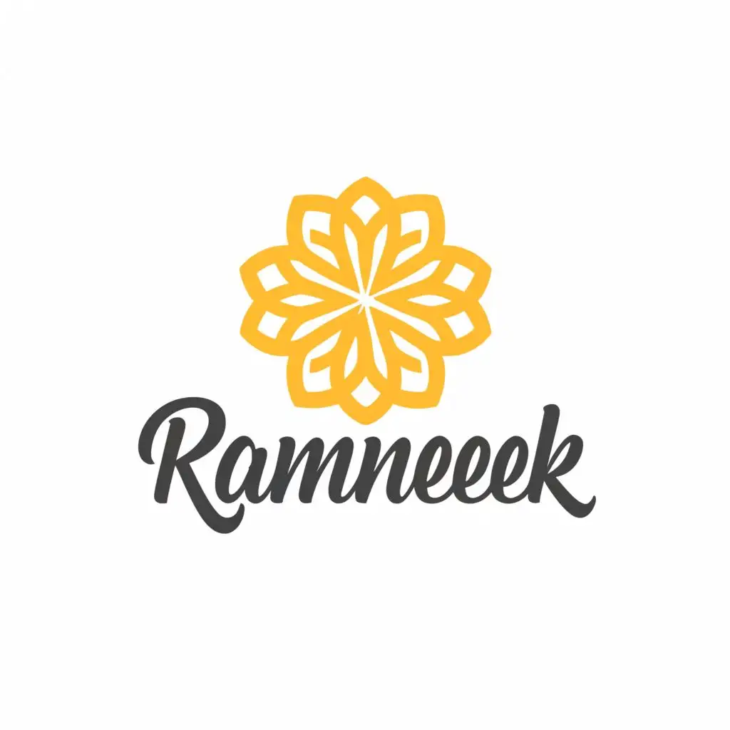 LOGO-Design-For-Ramneek-Circular-Flower-with-Elegant-Typography-for-Home-and-Family-Industry