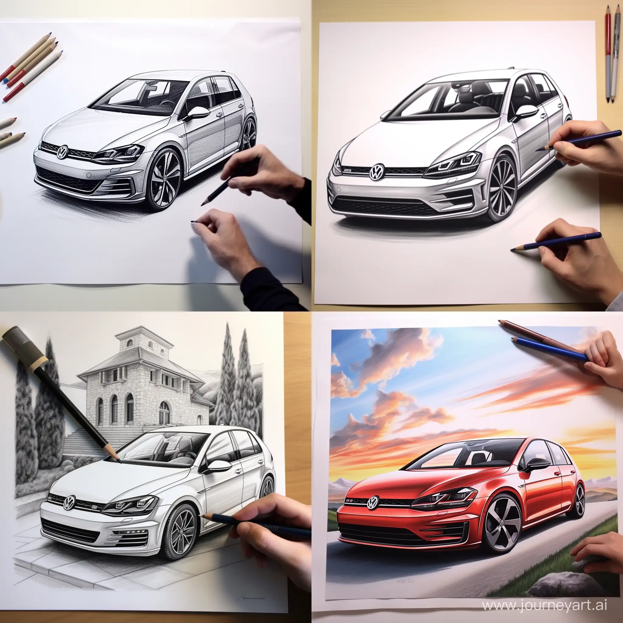 draw a Volkswagen Golf with a cap
