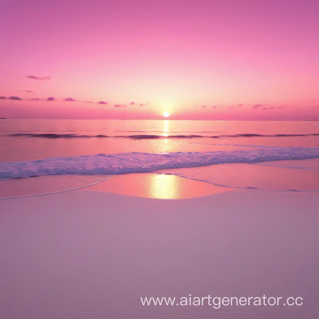 Pink-Sunset-Over-White-Sand-Beach-in-4K-Resolution