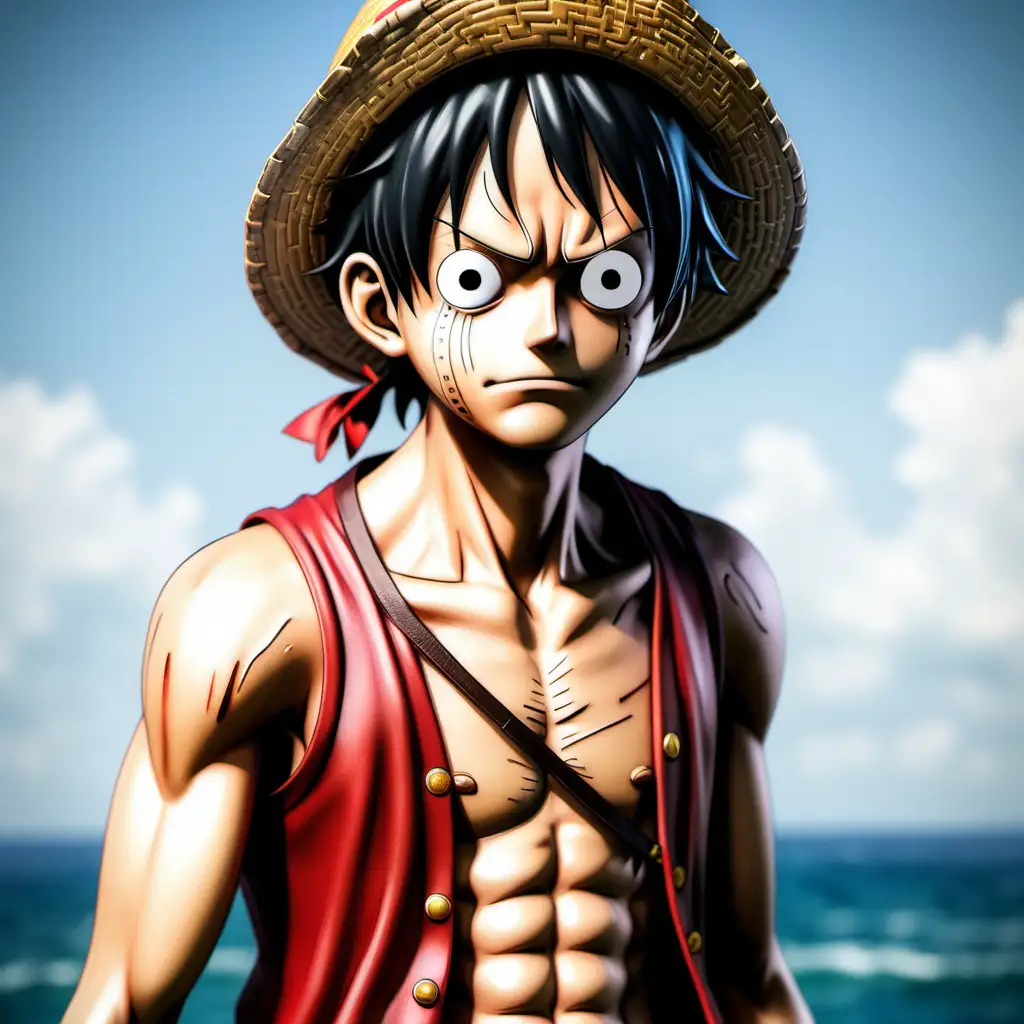 Realistic Luffy from One Piece Fan Art Capturing the Spirit of the Pirate King