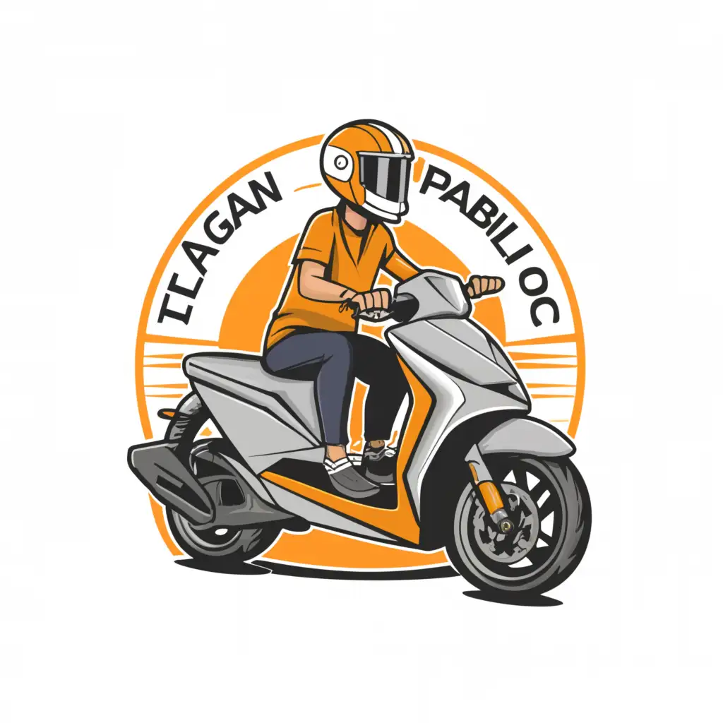 a logo design,with the text "Ilagan Pabili Po!", main symbol:delivery rider using nmax motorcycle,Moderate,clear background
