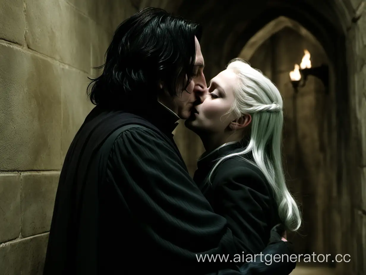Severus-Snape-Romantic-Kiss-in-Hogwarts-Corridor