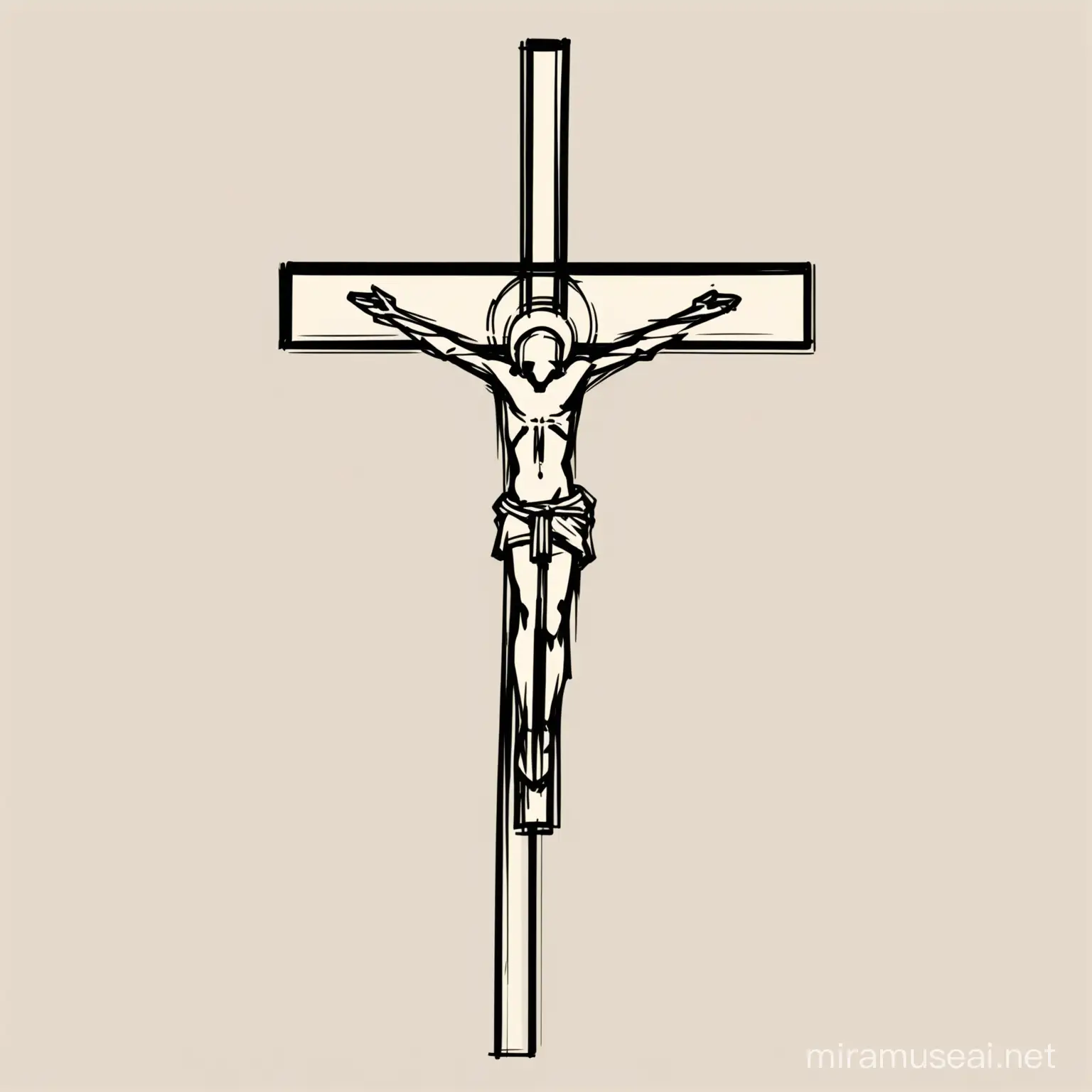 desenho minimalista de crucifixo, só com linhas, o mais simples possível, estilo abstracto