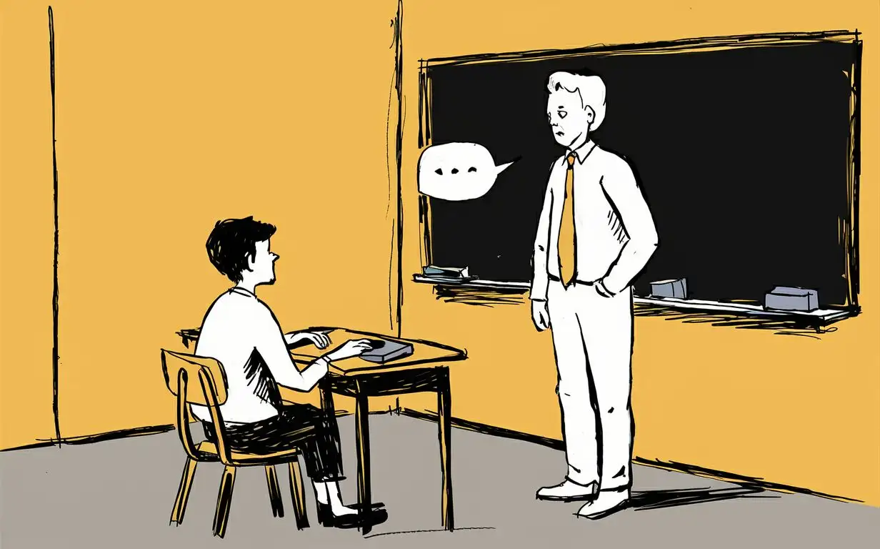 Teacher-and-Student-Classroom-Dialogue-in-Flat-Sketch-Style
