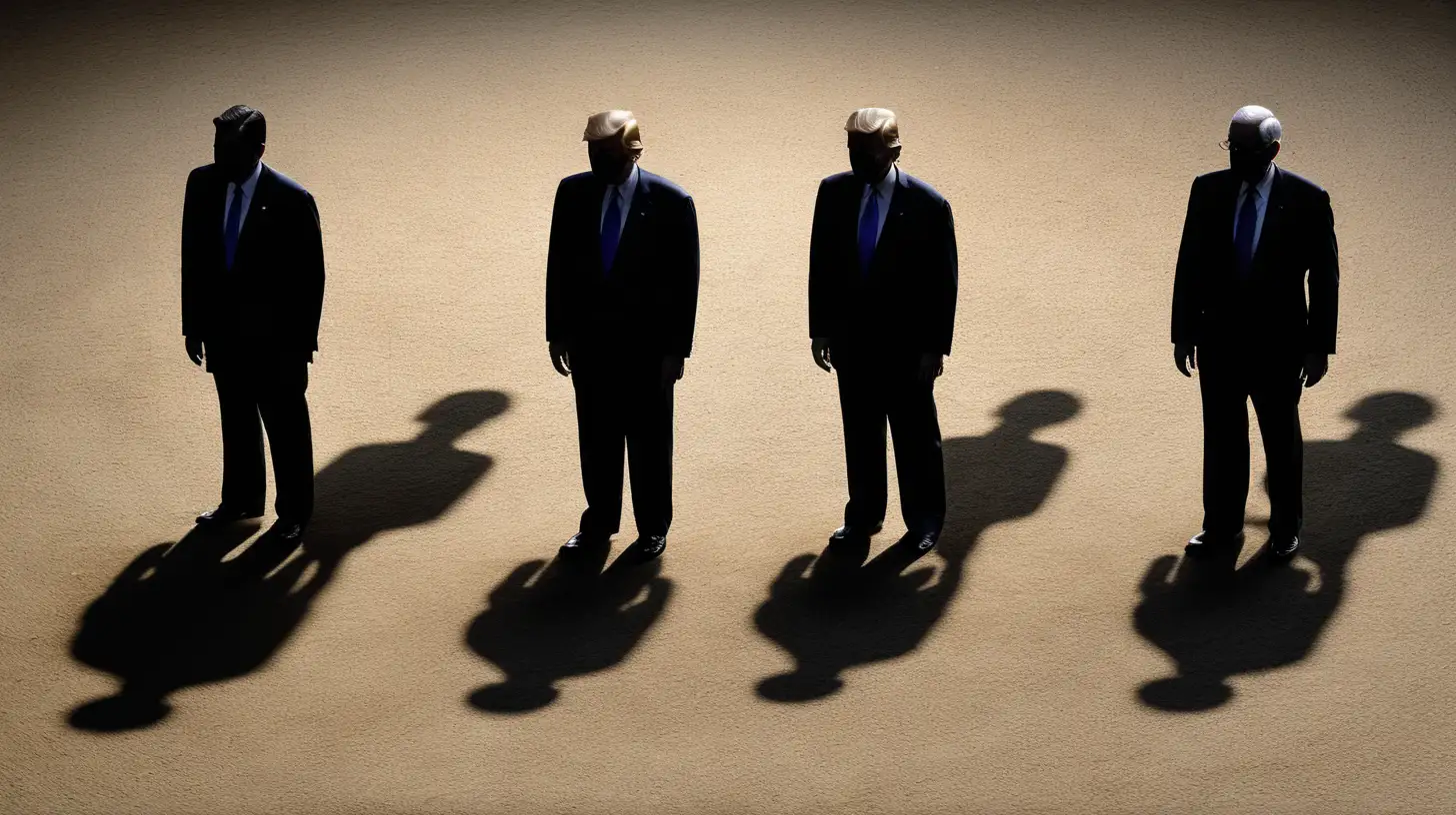 Three powerful Shadows standing behind the two Parties Democrats and Republicans like hidden powers deciding over the fate of these two parties.
