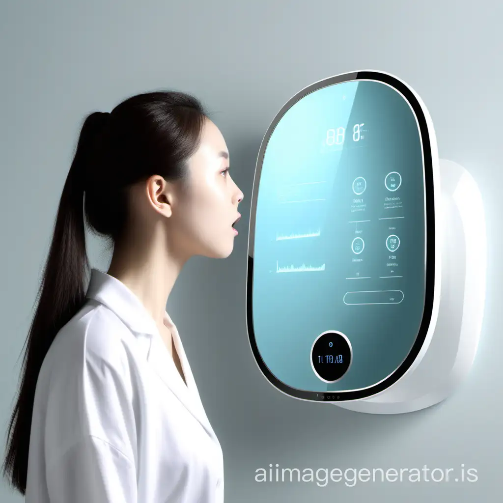 The core product of Healthy Mirror is a smart mirror。 It is capable of quickly analysing and providing feedback on the user's health by capturing the faint gas changes in the user's breath.