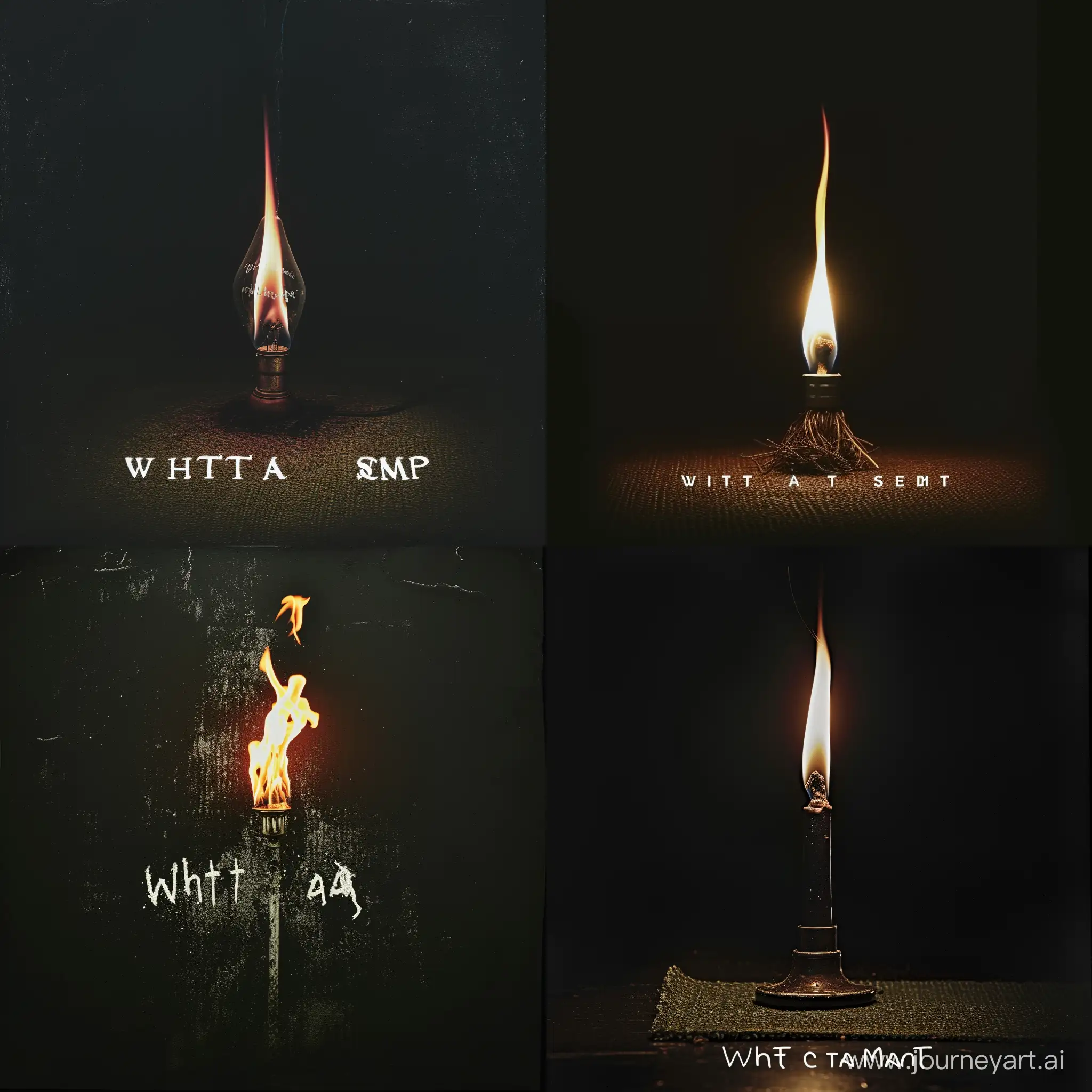 a burning lamp with a dark background is depicted, which illuminates the white inscription "without a mat"