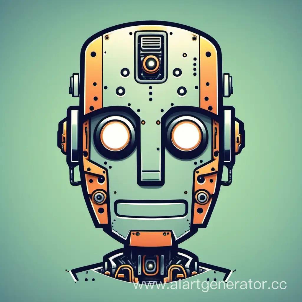 лицо робота 2D мультяшно
