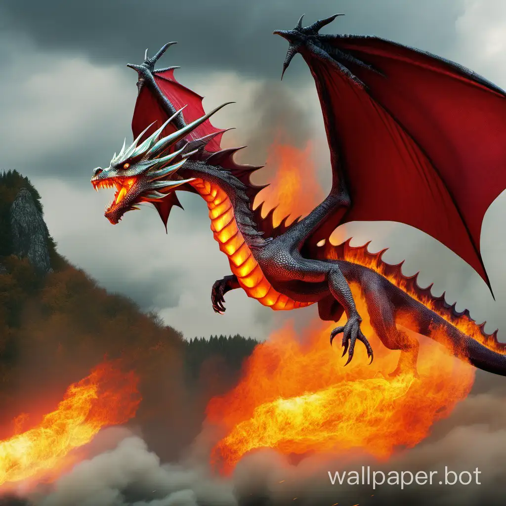 A flying, fire-breathing dragon