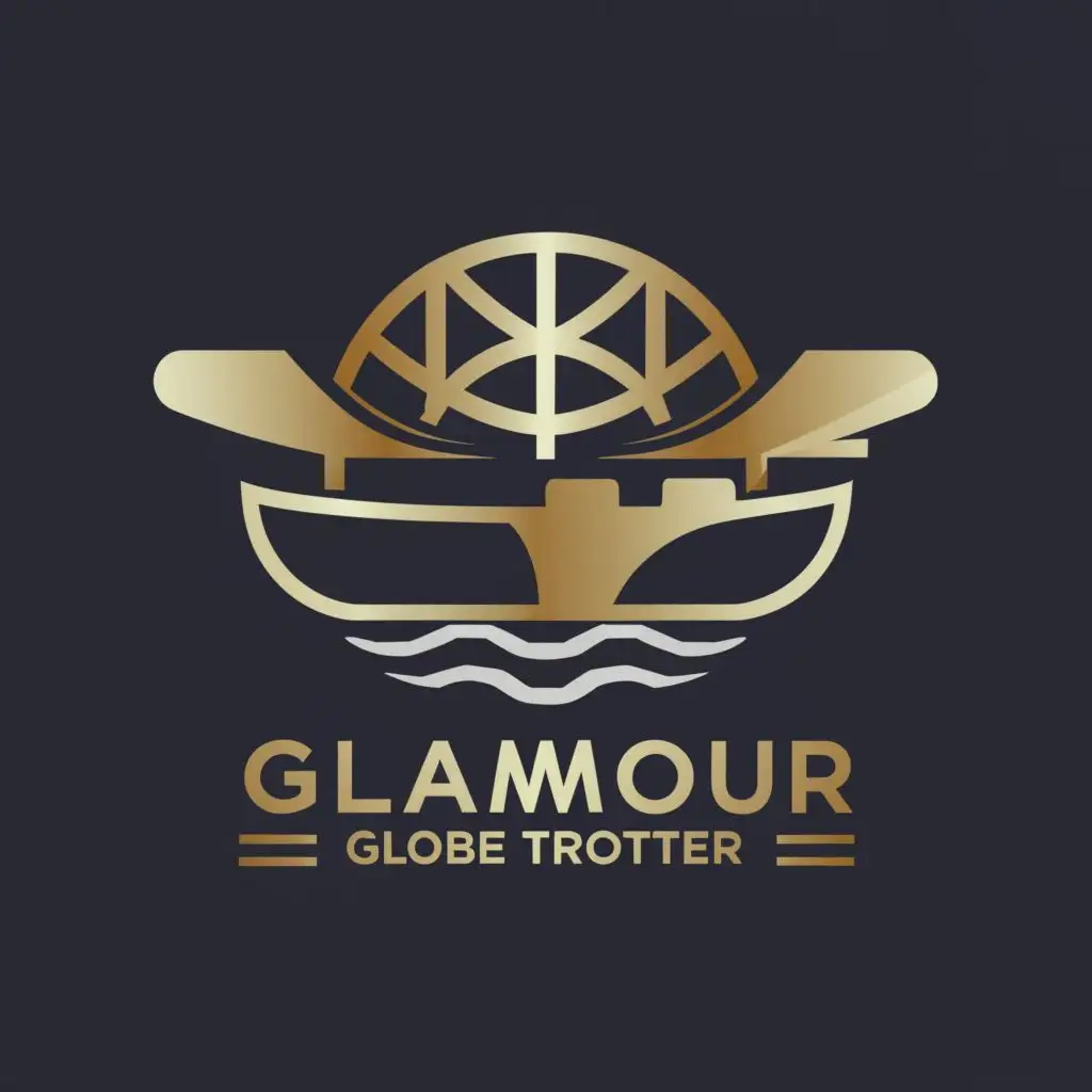 LOGO-Design-For-Glamour-Globe-Trotter-Elegant-Travel-Emblem-with-Plane-Boat-and-Hotel-Motif