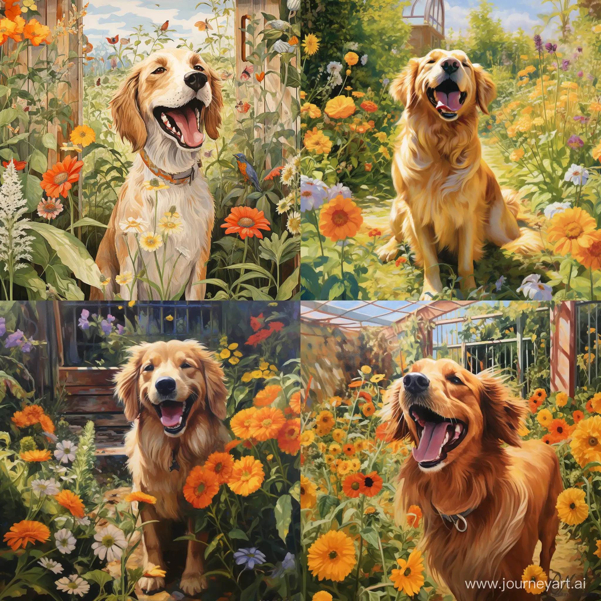 Joyful-Canine-Delight-in-a-Lush-Garden