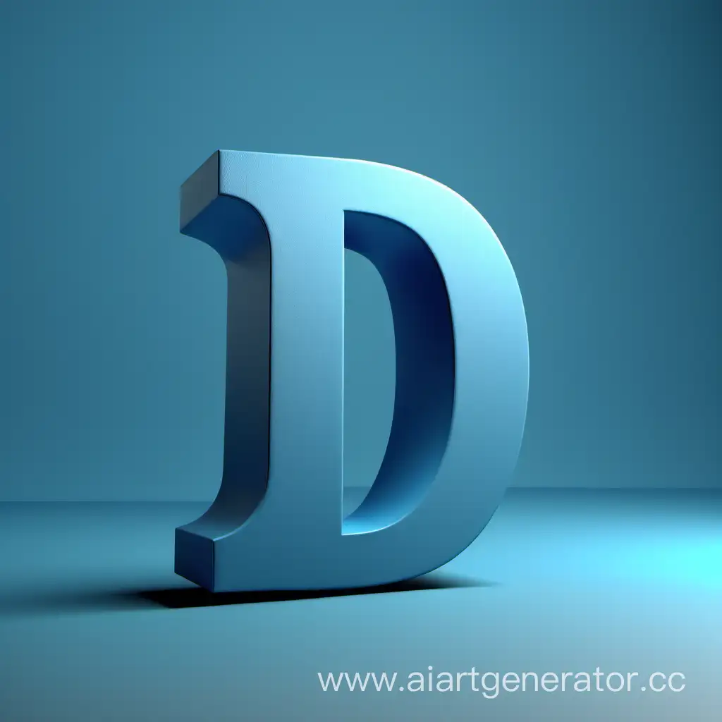 Нарисуй букву D на голубом фоне, 3D