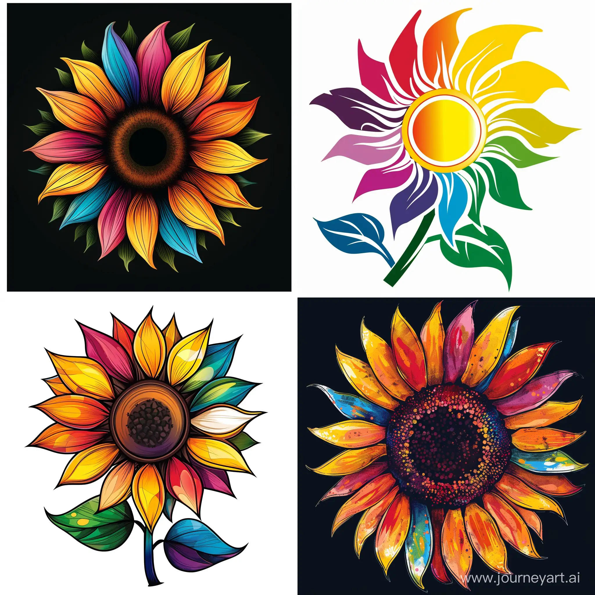 artistic logo of a sunflower, colorful