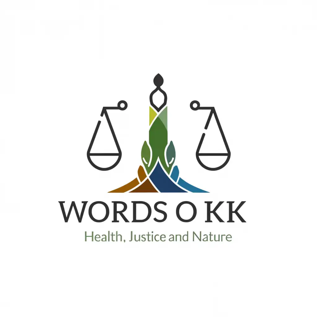 a logo design,with the text 'Words of KKK (Health, Justice, and Nature)', main symbol:justice, environment, global health,Moderate,be used in Education industry,clear background