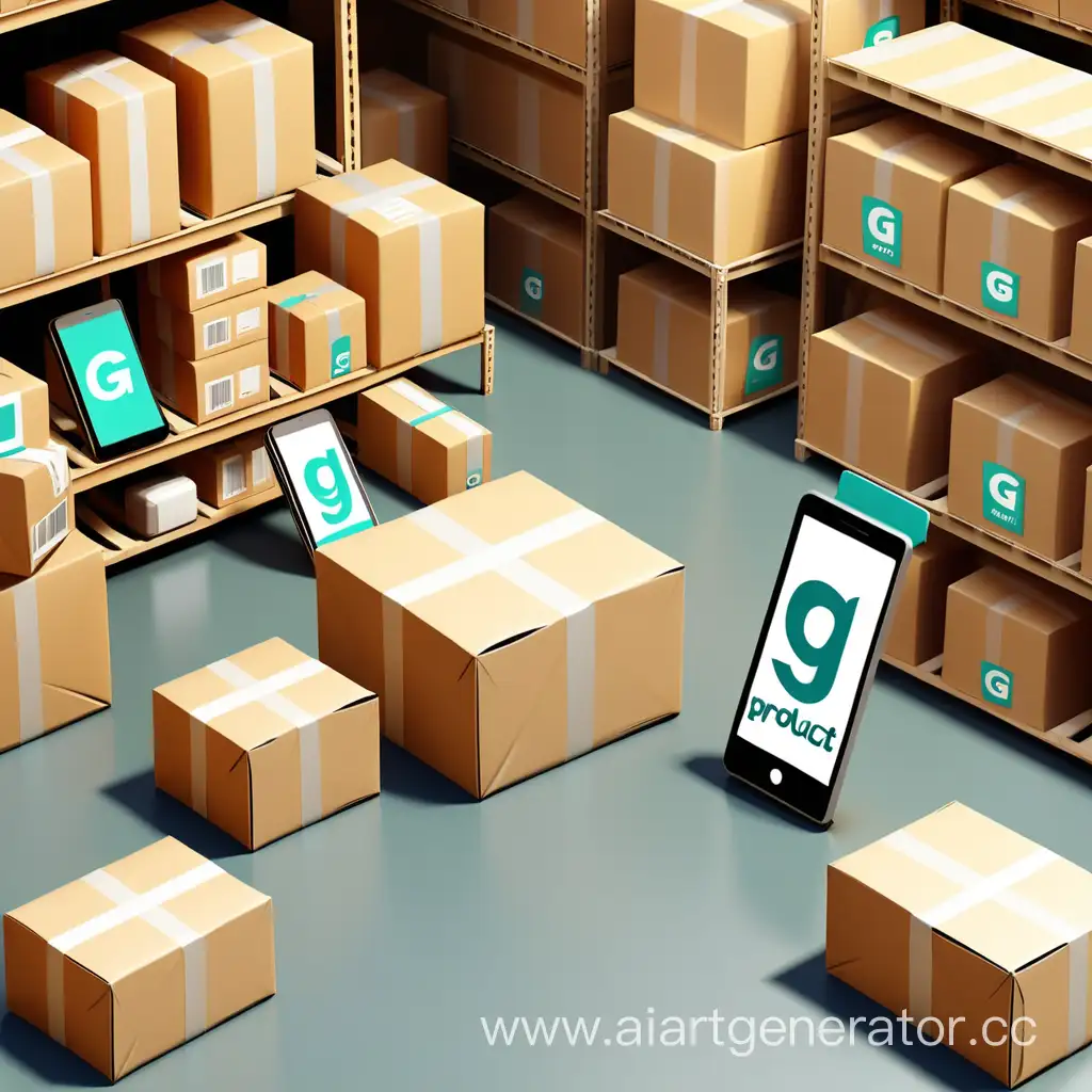 GProduct-Warehouse-Logo-Amidst-Phone-and-Item-Parcels