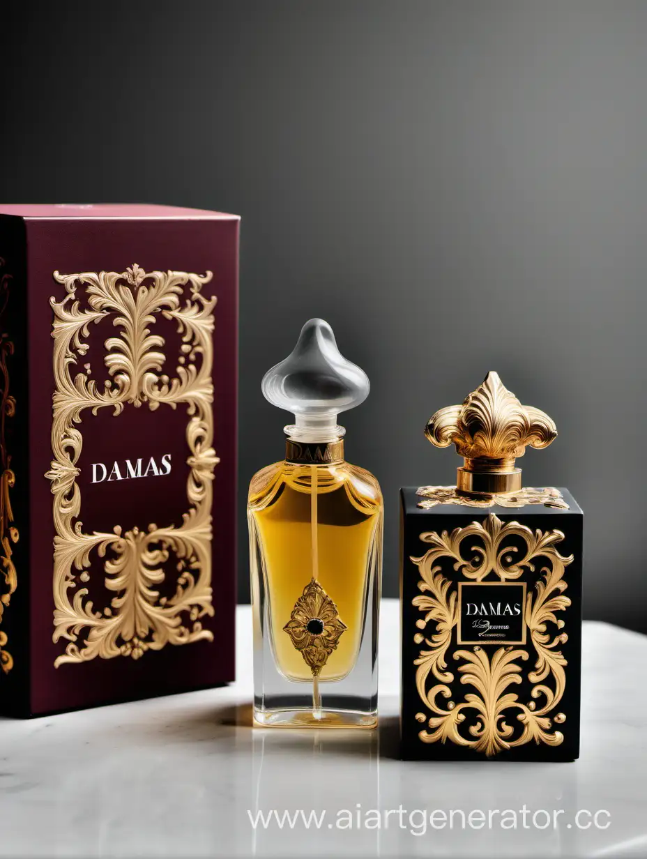 a bottle of damas cologne sitting next to a box, a flemish Baroque by Demetrios Farmakopoulos, instagram contest winner, dau-al-set, dynamic composition, contest winner, feminine