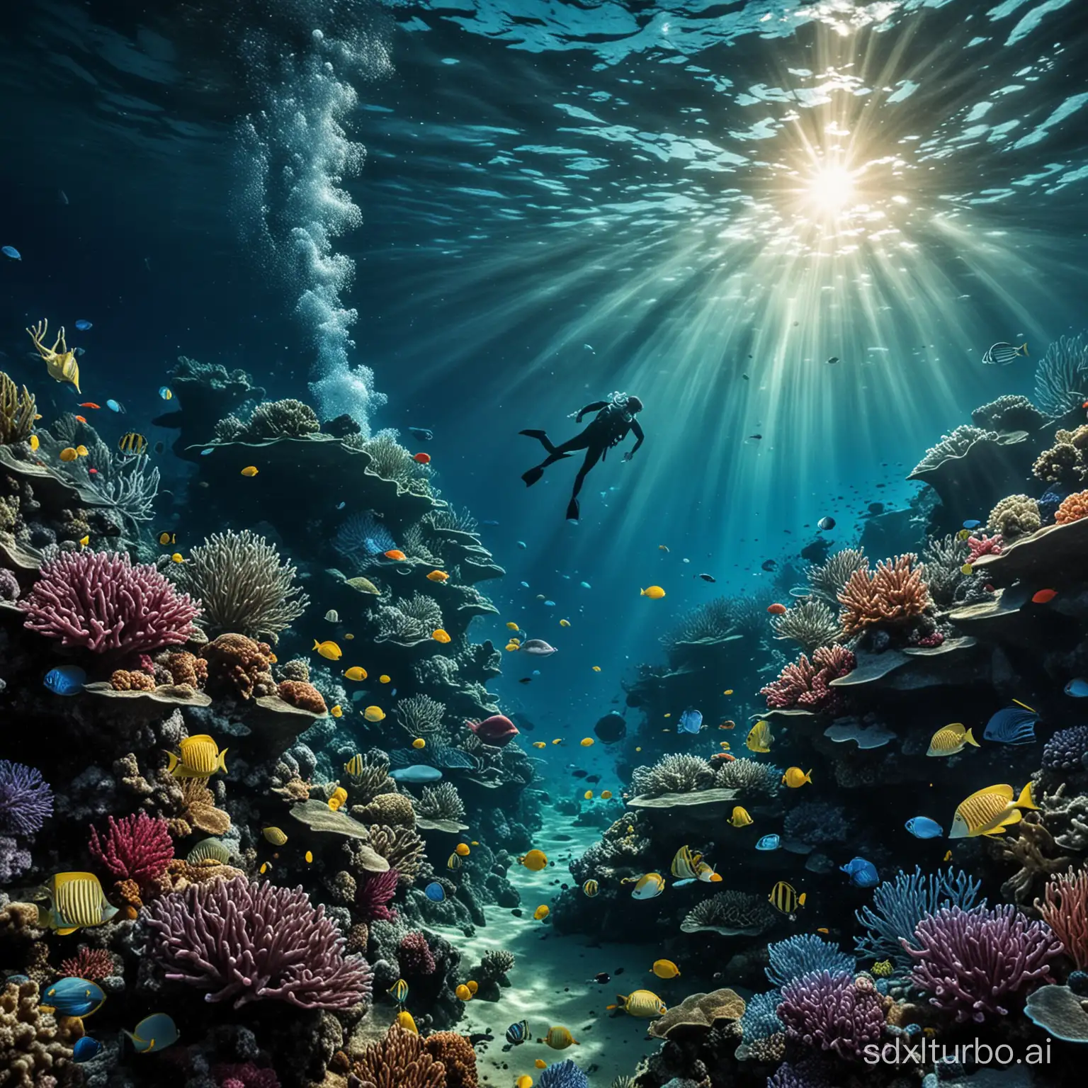 Colorful-Underwater-World-with-Marine-Life-and-Coral-Reefs