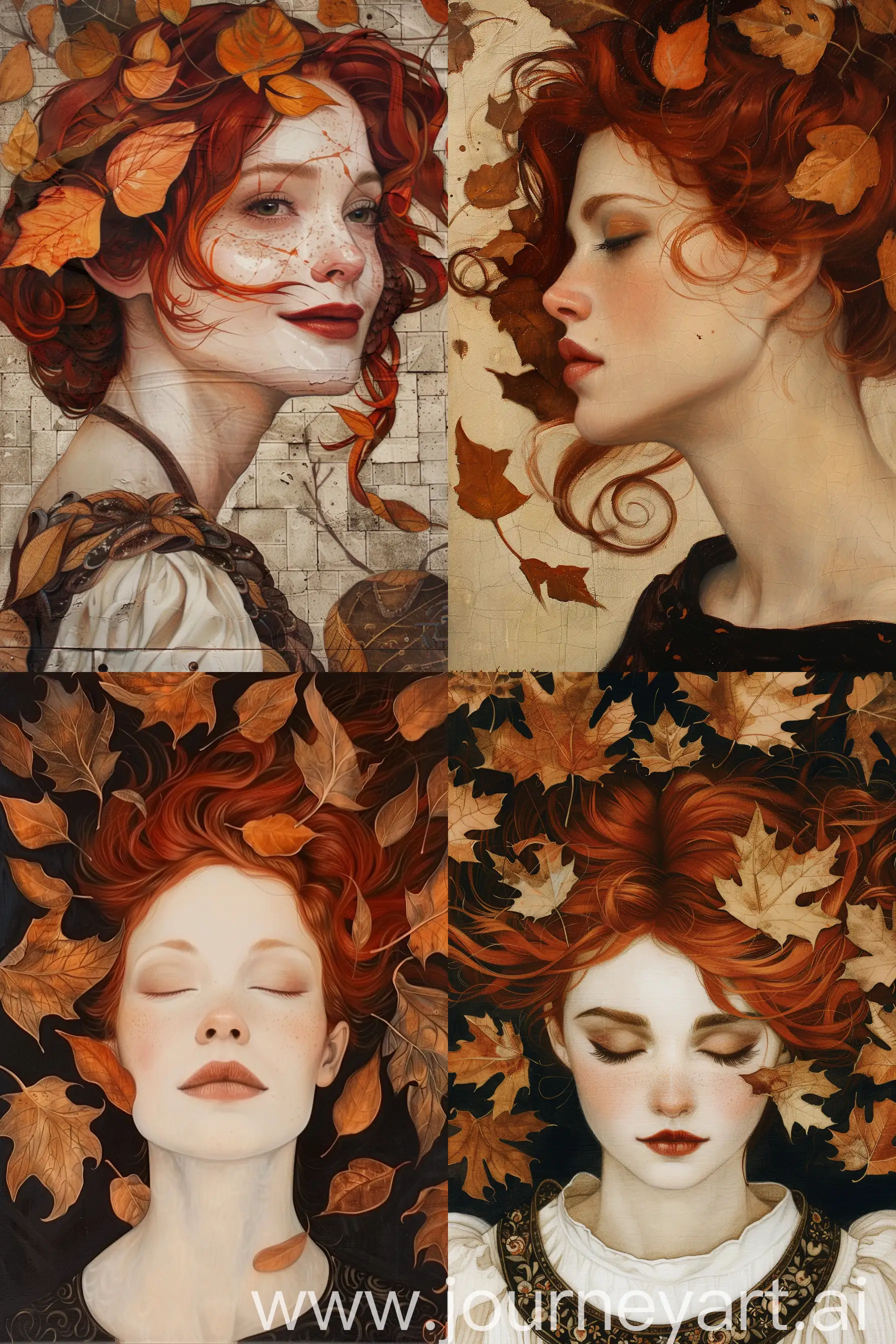Charming-Woman-with-Red-Hair-in-Art-Deco-Style-Painting