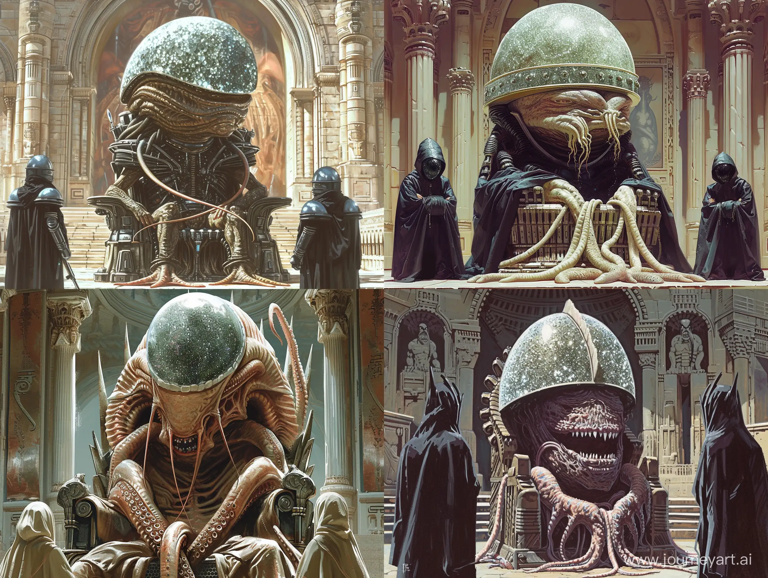 SciFi-Throne-Room-Aquatic-Alien-Ruler-and-Guards-by-HR-Giger