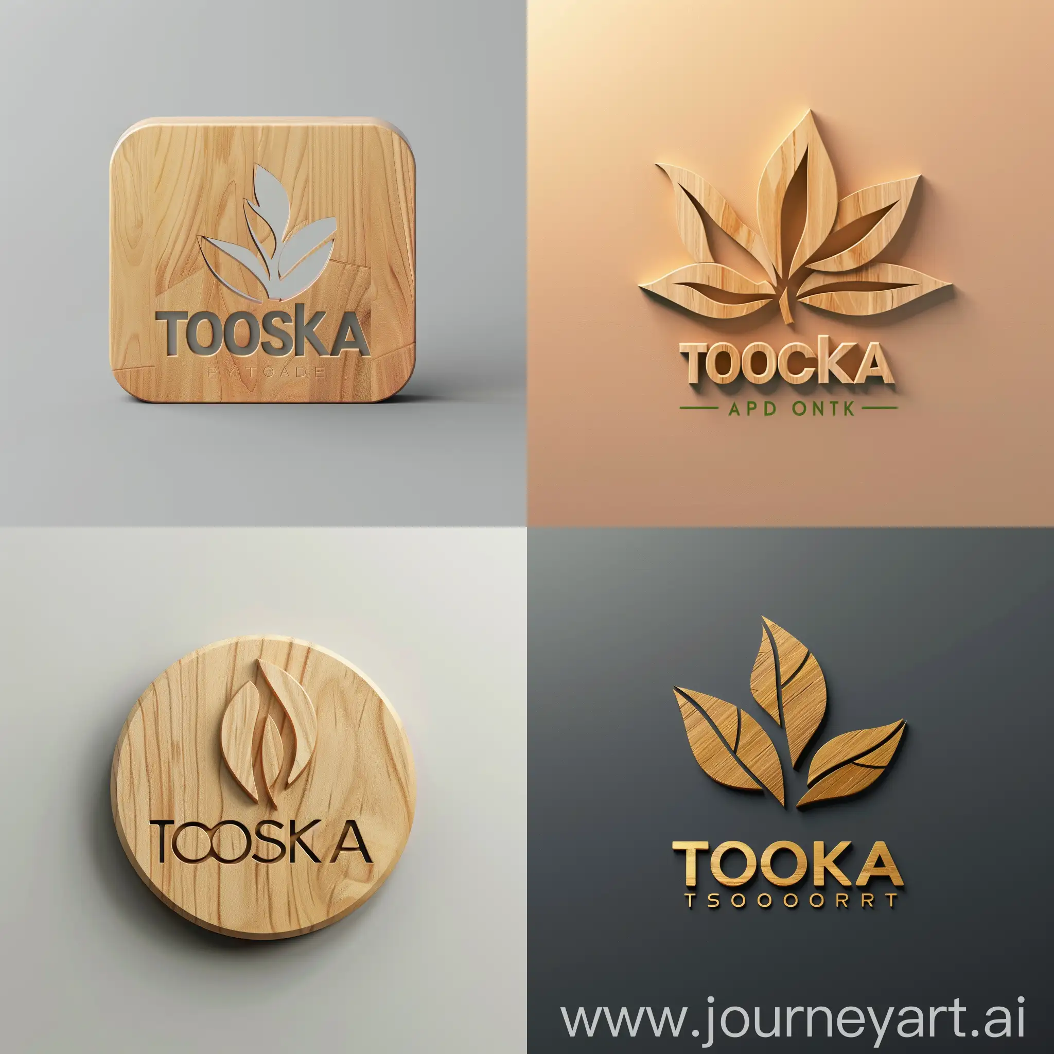 Tooska wooden products logo, minimal , without leafs, 2d, simple, high precision